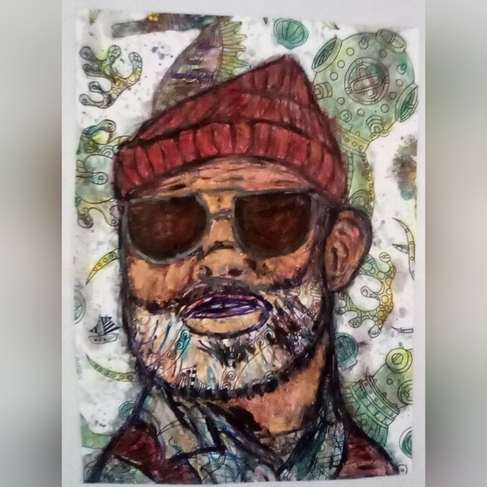 🎨Steve Zissou Watercolor Painting Art🖼